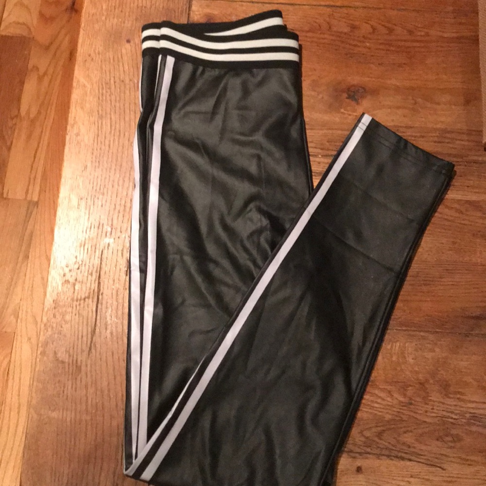 Faux leather athletic pants